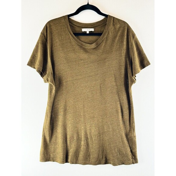 IRO Womens Shirt Green Steirospe Lace Back Tee Linen Short Sleeve Grunge Large - Picture 1 of 9